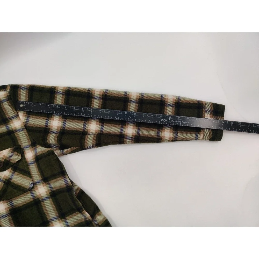 Freedom Foundry Men's L/G Green Plaid‎ Sherpa Lined Fleece Shirt Jacket